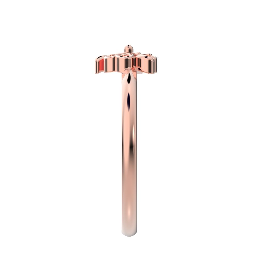0.0225 ct Round Cut Moissanite dainty Minimalist floral heart halo heart 14K / 18K Solid Rose Gold everyday ring