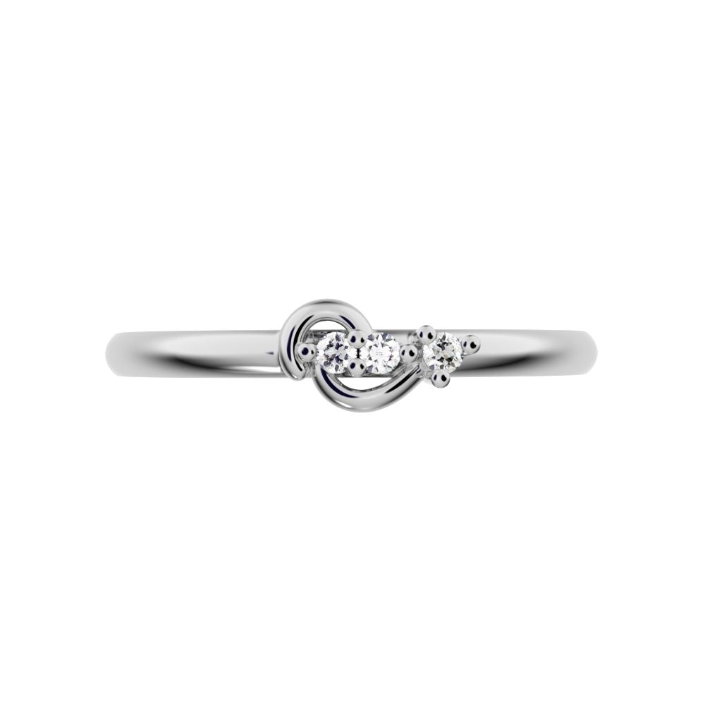 0.03 ct Round Cut Simulated Clear Diamond dainty Minimalist dainty eye 3 stone Stackable 14K / 18K Solid White Gold everyday ring