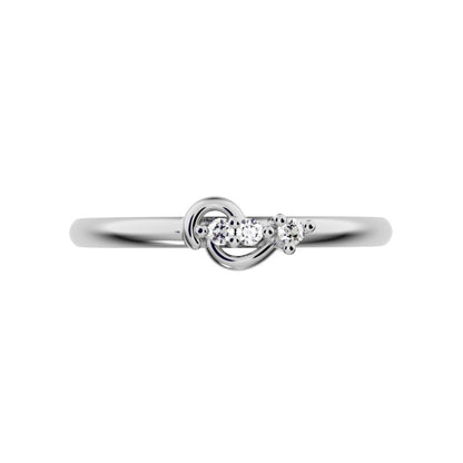 0.03 ct Round Cut Simulated Clear Diamond dainty Minimalist dainty eye 3 stone Stackable 14K / 18K Solid White Gold everyday ring