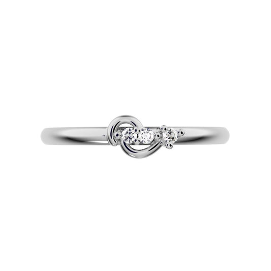 0.03 ct Round Cut Moissanite dainty Minimalist dainty eye 3 stone Stackable 14K / 18K Solid White Gold everyday ring