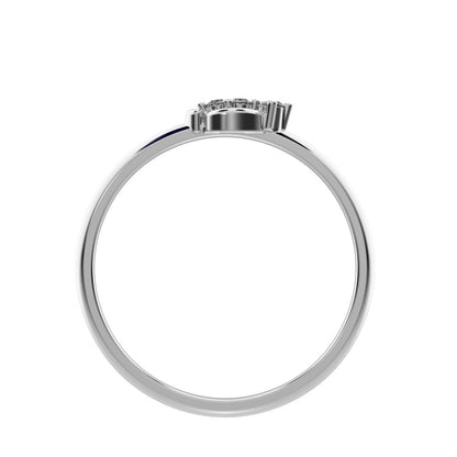 0.03 ct Round Cut Moissanite dainty Minimalist dainty eye 3 stone Stackable 14K / 18K Solid White Gold everyday ring