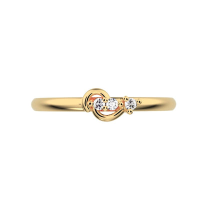 0.03 ct Round Cut Simulated Clear Diamond dainty Minimalist dainty eye 3 stone Stackable 14K / 18K Solid Yellow Gold everyday ring