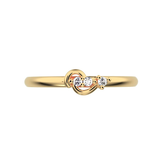 0.03 ct Round Cut Moissanite dainty Minimalist dainty eye 3 stone Stackable 14K / 18K Solid Yellow Gold everyday ring