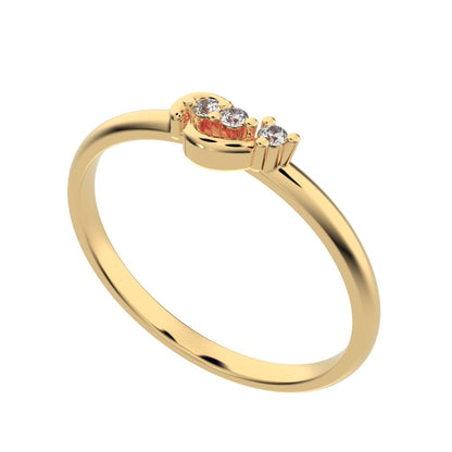 0.03 ct Round Cut Simulated Clear Diamond dainty Minimalist dainty eye 3 stone Stackable 14K / 18K Solid Yellow Gold everyday ring