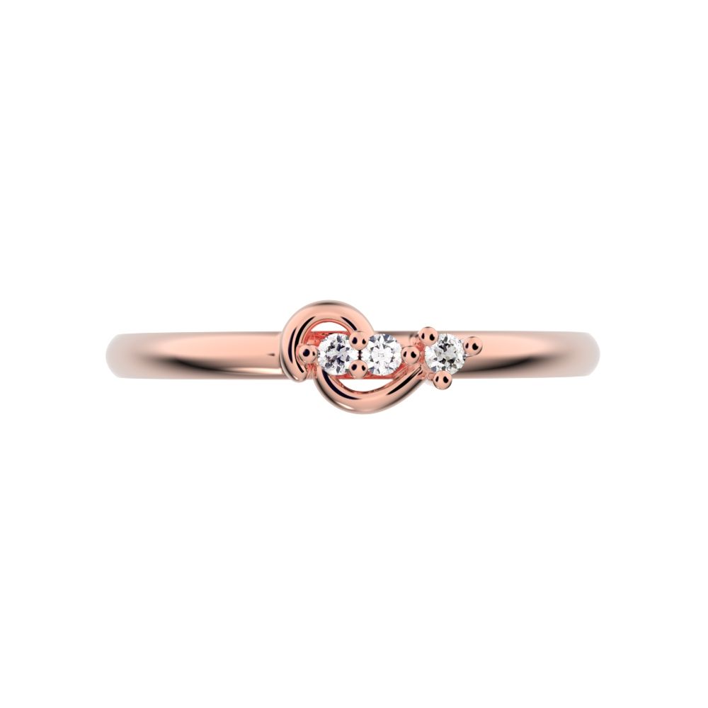0.03 ct Round Cut Simulated Clear Diamond dainty Minimalist dainty eye 3 stone Stackable 14K / 18K Solid Rose Gold everyday ring