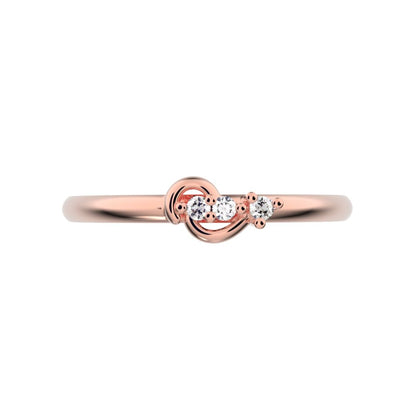 0.03 ct Round Cut Moissanite dainty Minimalist dainty eye 3 stone Stackable 14K / 18K Solid Rose Gold everyday ring