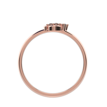 0.03 ct Round Cut Moissanite dainty Minimalist dainty eye 3 stone Stackable 14K / 18K Solid Rose Gold everyday ring
