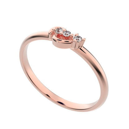 0.03 ct Round Cut Moissanite dainty Minimalist dainty eye 3 stone Stackable 14K / 18K Solid Rose Gold everyday ring