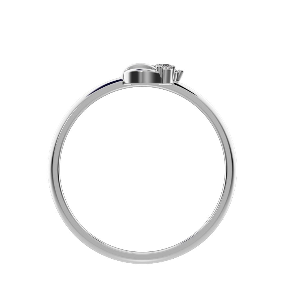 0.035 ct Round Cut Moissanite dainty Minimalist half moon 3 stone horse shoe light 14K / 18K Solid White Gold everyday ring