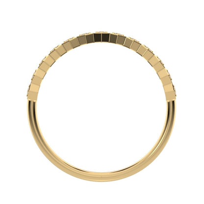 0.13Ct Round Cut Simulated Clear Diamond Minimalist Stackable Half Eternity bezel hexagon 14K / 18K Solid Yellow Gold everyday wedding band