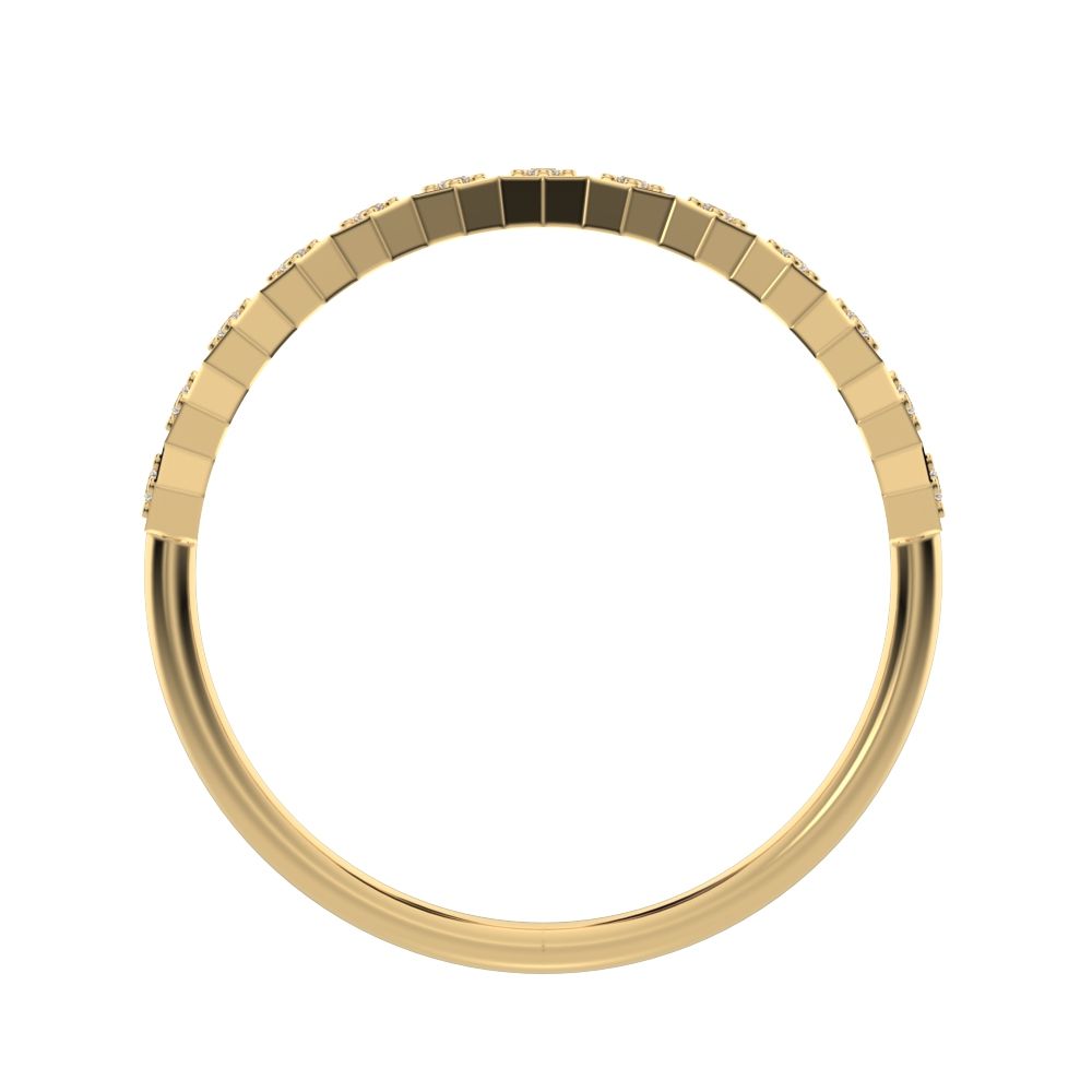 0.13Ct Round Cut VS/GH Natural Diamond Minimalist Stackable Half Eternity bezel hexagon 14K / 18K Solid Yellow Gold everyday wedding band