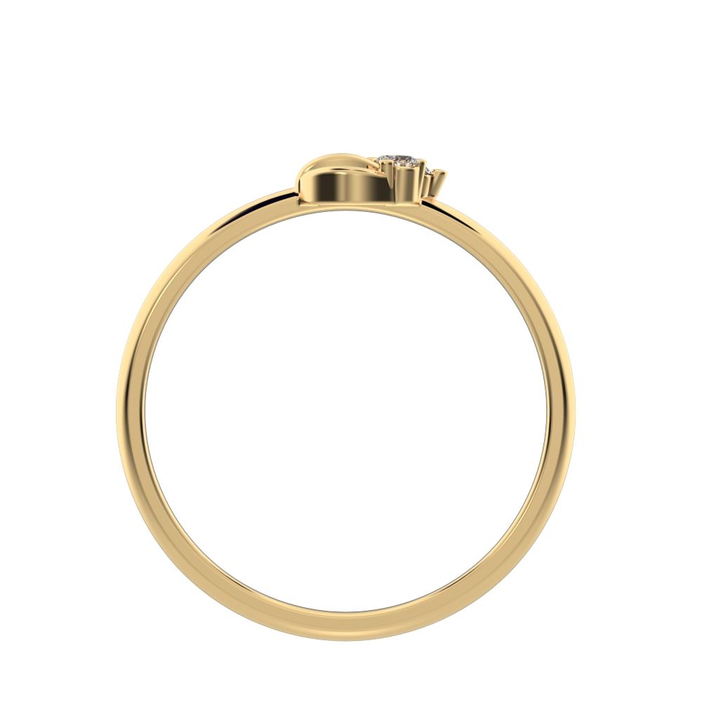 0.035 ct Round Cut Simulated Clear Diamond dainty Minimalist half moon 3 stone horse shoe light 14K / 18K Solid Yellow Gold everyday ring