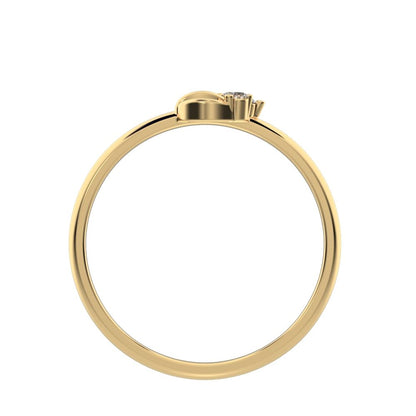 0.035 ct Round Cut Simulated Clear Diamond dainty Minimalist half moon 3 stone horse shoe light 14K / 18K Solid Yellow Gold everyday ring