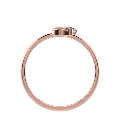 0.035 ct Round Cut Moissanite dainty Minimalist half moon 3 stone horse shoe light 14K / 18K Solid Rose Gold everyday ring