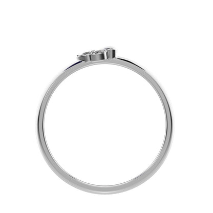 0.035 ct Round Cut Simulated Clear Diamond dainty Minimalist floral petal eye cluster 14K / 18K Solid White Gold everyday ring