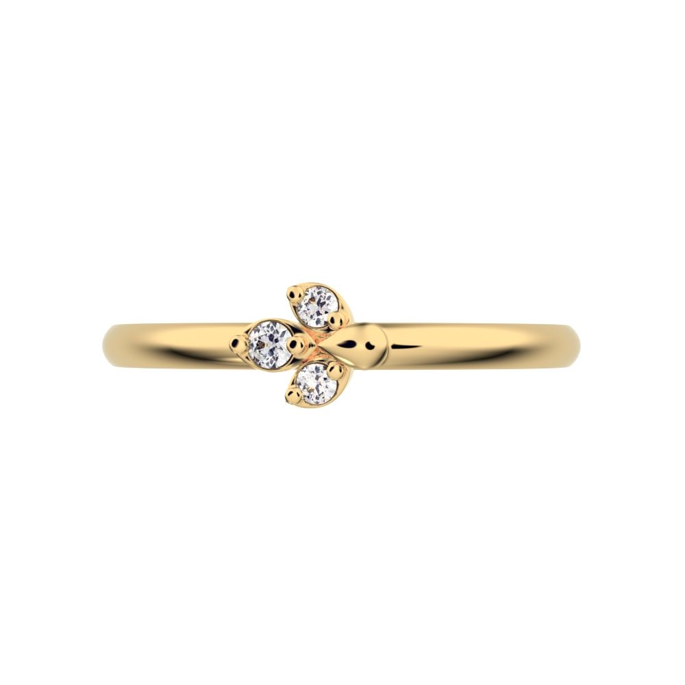 0.035 ct Round Cut Moissanite dainty Minimalist floral petal eye cluster 14K / 18K Solid Yellow Gold everyday ring