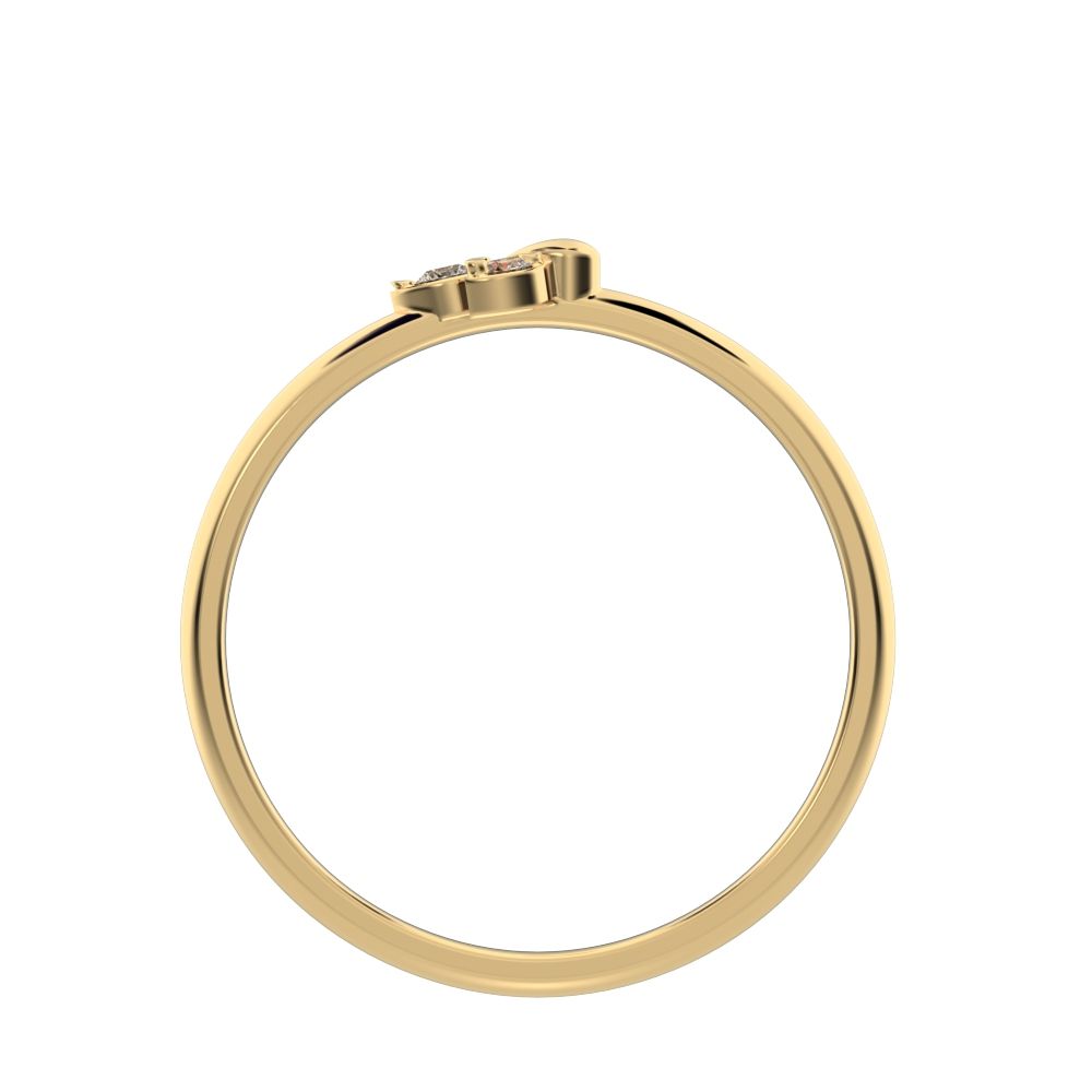 0.035 ct Round Cut Moissanite dainty Minimalist floral petal eye cluster 14K / 18K Solid Yellow Gold everyday ring