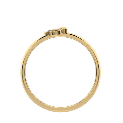 0.035 ct Round Cut Moissanite dainty Minimalist floral petal eye cluster 14K / 18K Solid Yellow Gold everyday ring