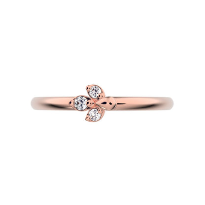 0.035 ct Round Cut Simulated Clear Diamond dainty Minimalist floral petal eye cluster 14K / 18K Solid Rose Gold everyday ring