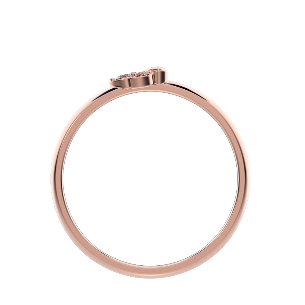 0.035 ct Round Cut Moissanite dainty Minimalist floral petal eye cluster 14K / 18K Solid Rose Gold everyday ring