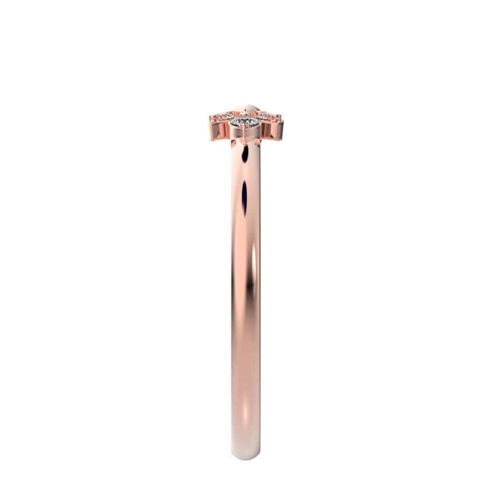 0.035 ct Round Cut Moissanite dainty Minimalist floral petal eye cluster 14K / 18K Solid Rose Gold everyday ring