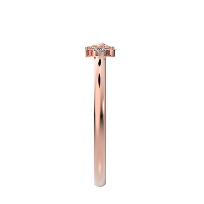 0.035 ct Round Cut Moissanite dainty Minimalist floral petal eye cluster 14K / 18K Solid Rose Gold everyday ring