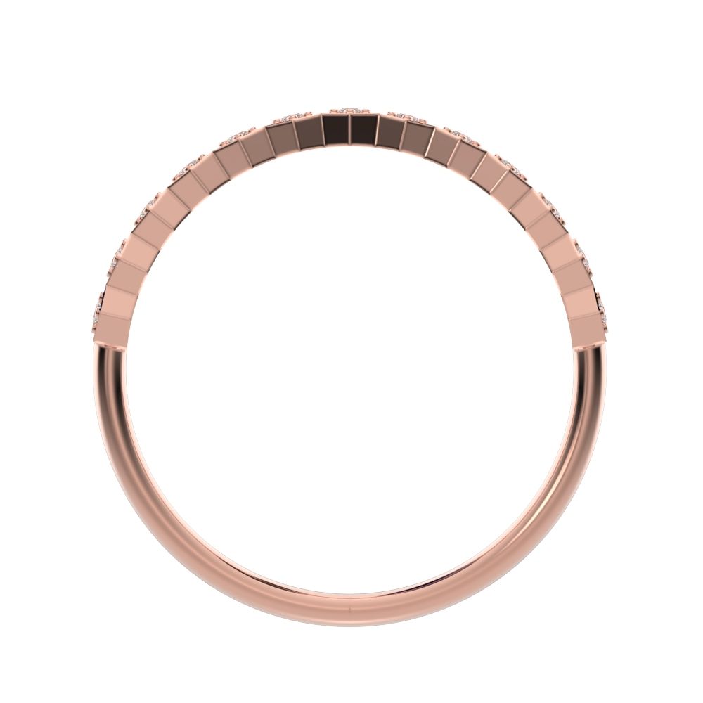 0.13Ct Round Cut Simulated Clear Diamond Minimalist Stackable Half Eternity bezel hexagon 14K / 18K Solid Rose Gold everyday wedding band
