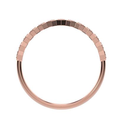 0.13Ct Round Cut Simulated Clear Diamond Minimalist Stackable Half Eternity bezel hexagon 14K / 18K Solid Rose Gold everyday wedding band