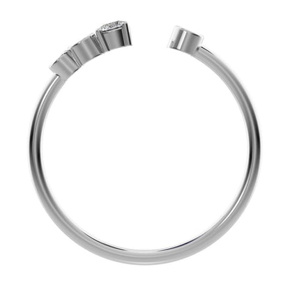 0.13 ct Round Cut Moissanite dainty Minimalist adjustable bezel Stackable Toi et Moi 14K / 18K Solid White Gold everyday wedding band