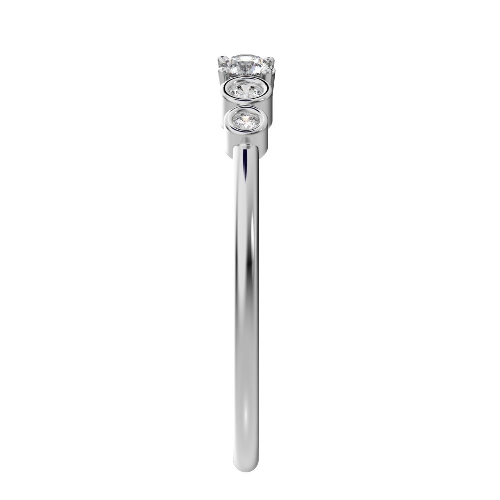 0.13 ct Round Cut Moissanite dainty Minimalist adjustable bezel Stackable Toi et Moi 14K / 18K Solid White Gold everyday wedding band