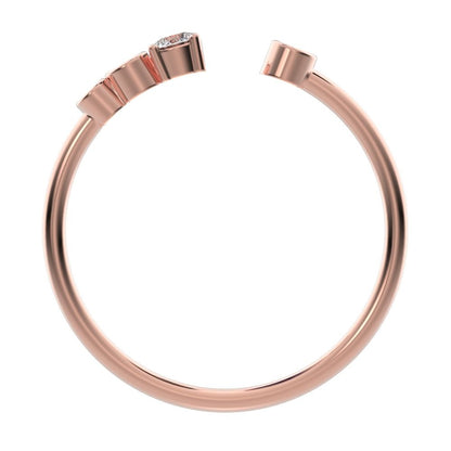 0.13 ct Round Cut Moissanite dainty Minimalist adjustable bezel Stackable Toi et Moi 14K / 18K Solid Rose Gold everyday wedding band