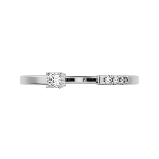 0.07Ct Round Cut Simulated Clear Diamond Minimalist adjustable bezel Stackable Toi et Moi 14K / 18K Solid White Gold everyday wedding band