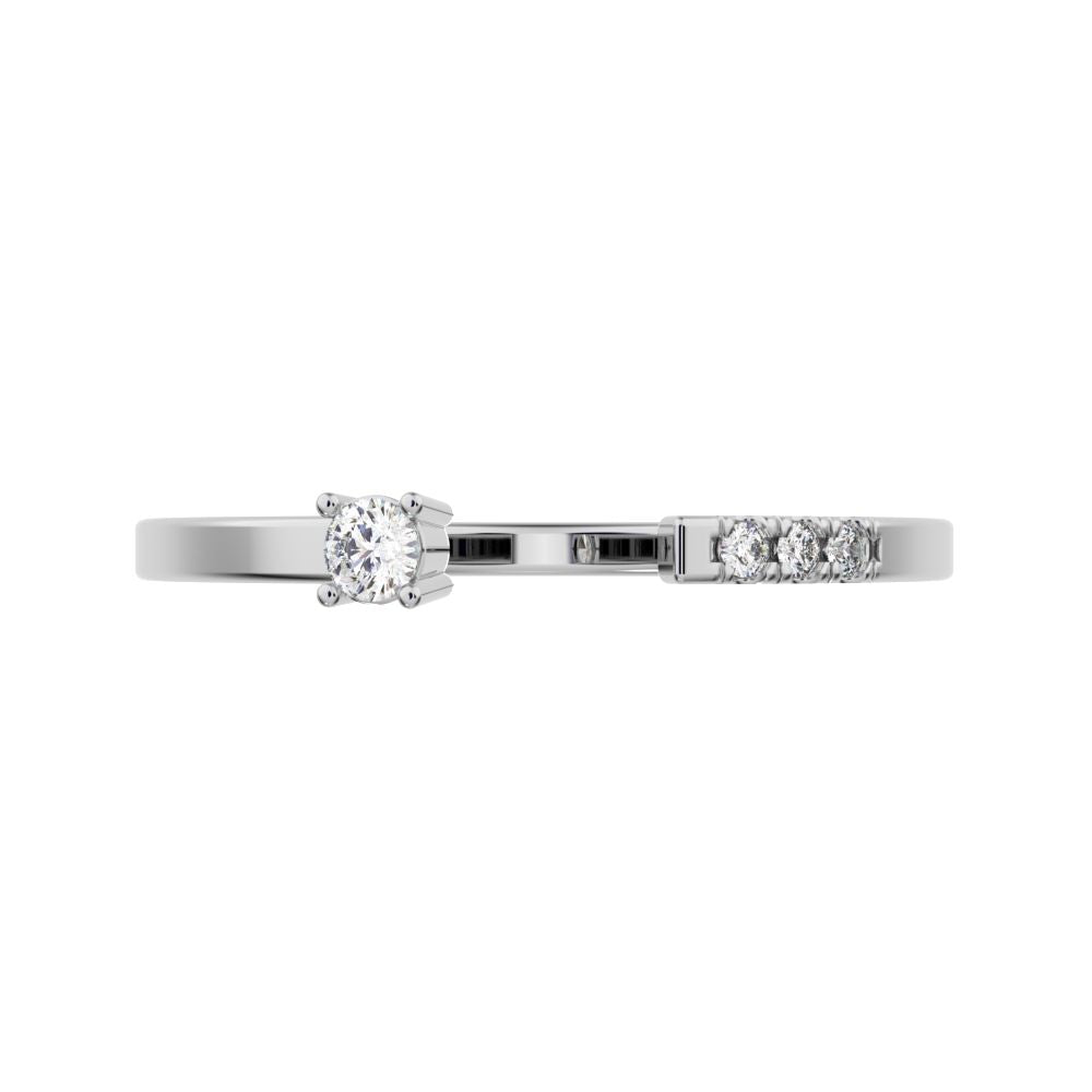 0.07 ct Round Cut Moissanite dainty Minimalist adjustable bezel Stackable Toi et Moi 14K / 18K Solid White Gold everyday wedding band