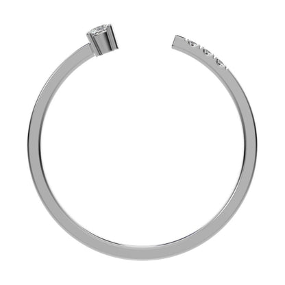 0.07 ct Round Cut Moissanite dainty Minimalist adjustable bezel Stackable Toi et Moi 14K / 18K Solid White Gold everyday wedding band
