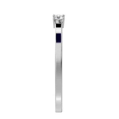 0.07Ct Round Cut Simulated Clear Diamond Minimalist adjustable bezel Stackable Toi et Moi 14K / 18K Solid White Gold everyday wedding band