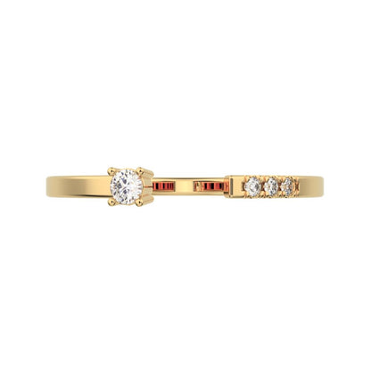 0.07Ct Round Cut Simulated Clear Diamond Minimalist adjustable bezel Stackable Toi et Moi 14K / 18K Solid Yellow Gold everyday wedding band
