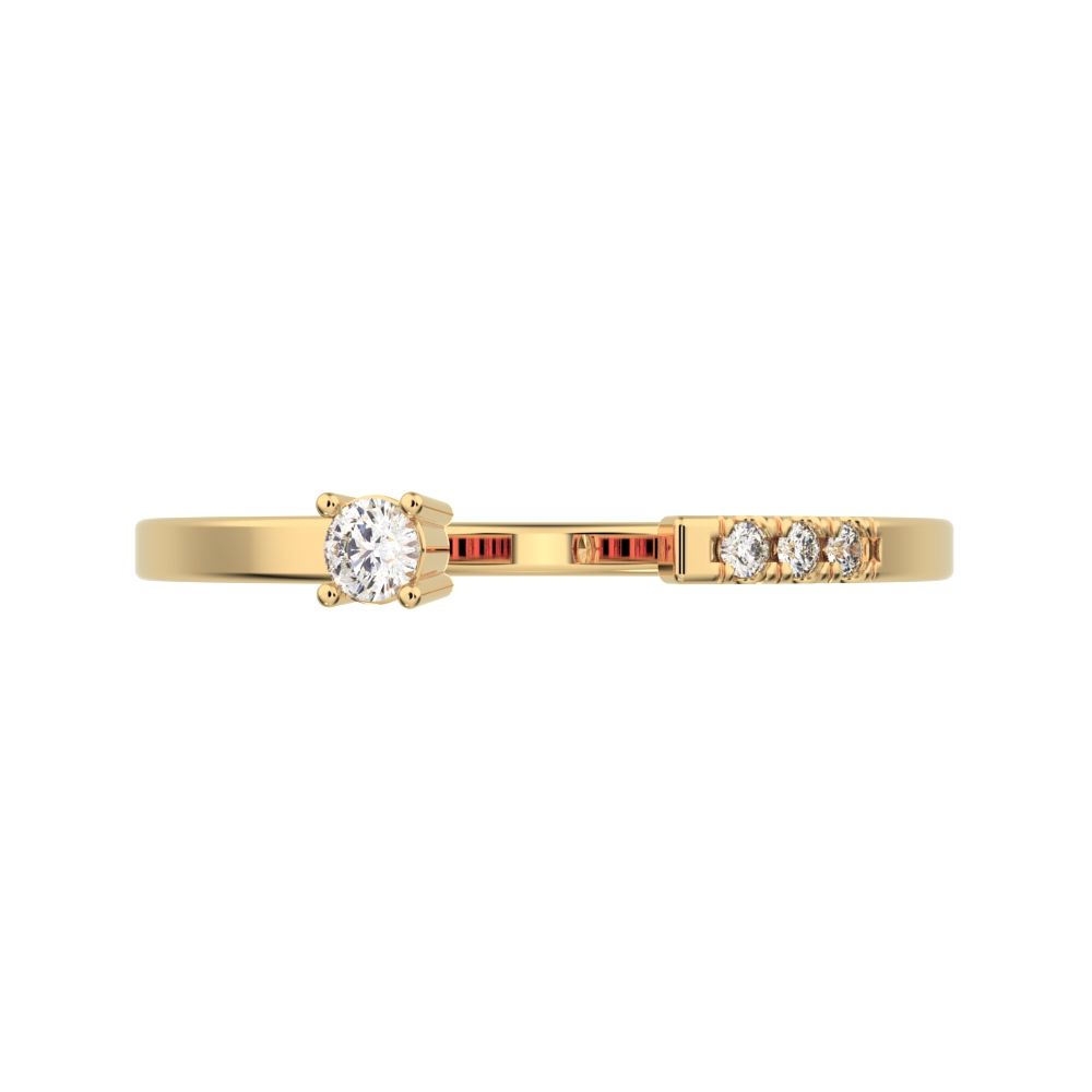 0.07 ct Round Cut Moissanite dainty Minimalist adjustable bezel Stackable Toi et Moi 14K / 18K Solid Yellow Gold everyday wedding band