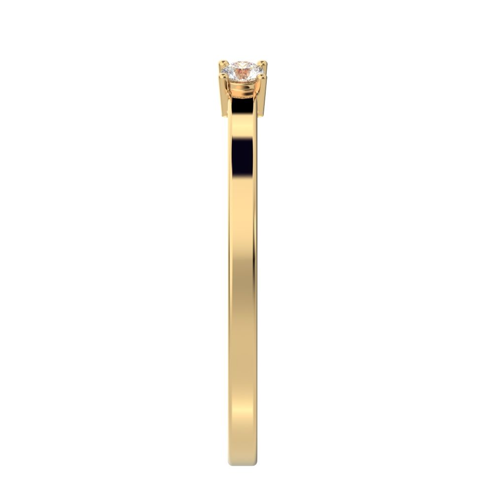 0.07 ct Round Cut Moissanite dainty Minimalist adjustable bezel Stackable Toi et Moi 14K / 18K Solid Yellow Gold everyday wedding band
