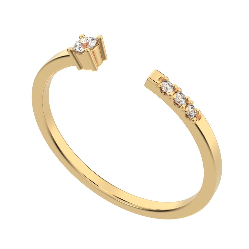 0.07 ct Round Cut Moissanite dainty Minimalist adjustable bezel Stackable Toi et Moi 14K / 18K Solid Yellow Gold everyday wedding band
