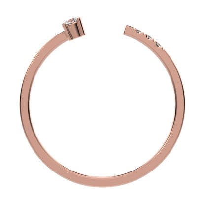 0.07Ct Round Cut Simulated Clear Diamond Minimalist adjustable bezel Stackable Toi et Moi 14K / 18K Solid Rose Gold everyday wedding band