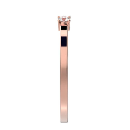 0.07Ct Round Cut Simulated Clear Diamond Minimalist adjustable bezel Stackable Toi et Moi 14K / 18K Solid Rose Gold everyday wedding band