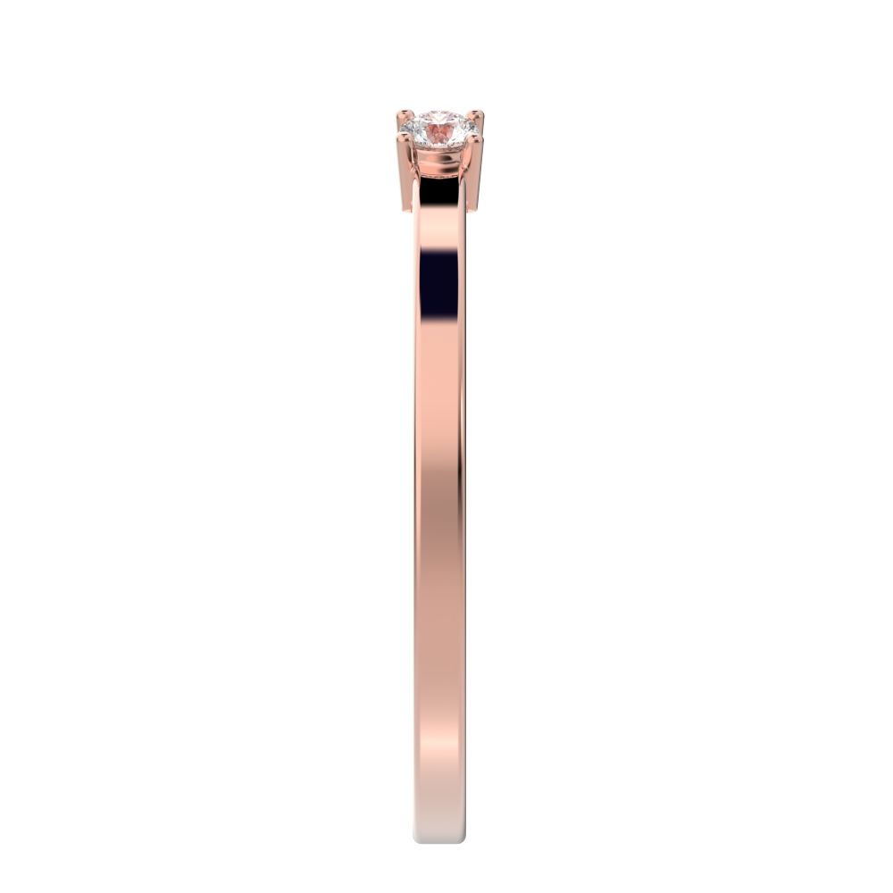 0.07 ct Round Cut Moissanite dainty Minimalist adjustable bezel Stackable Toi et Moi 14K / 18K Solid Rose Gold everyday wedding band
