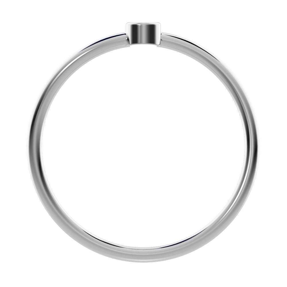 0.06 ct Round Cut Moissanite dainty Minimalist adjustable bezel Stackable overlap 14K / 18K Solid White Gold everyday wedding band