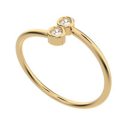 0.06 ct Round Cut Moissanite dainty Minimalist adjustable bezel Stackable overlap 14K / 18K Solid Yellow Gold everyday wedding band