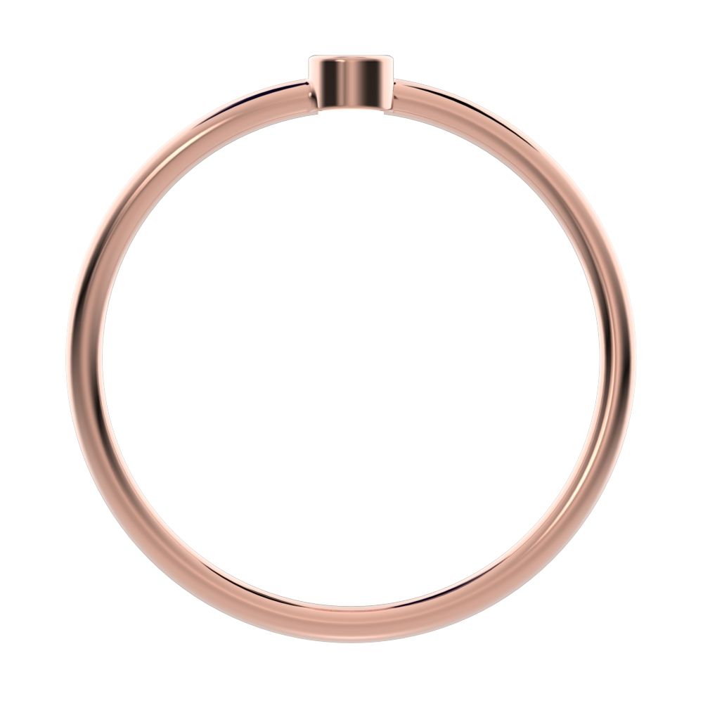0.06Ct Round Cut Simulated Clear Diamond Minimalist adjustable bezel Stackable overlap 14K / 18K Solid Rose Gold everyday wedding band
