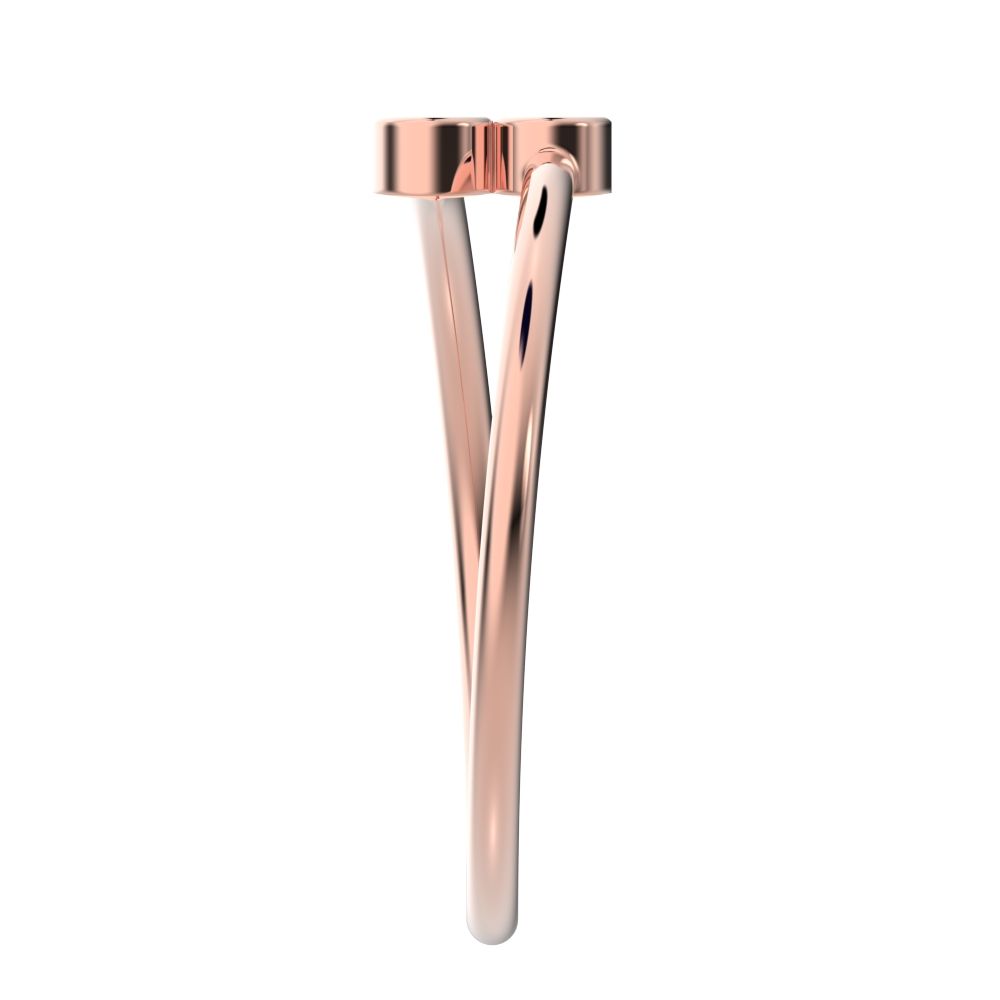 0.06 ct Round Cut Moissanite dainty Minimalist adjustable bezel Stackable overlap 14K / 18K Solid Rose Gold everyday wedding band