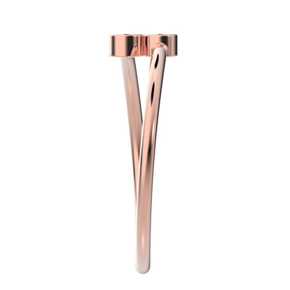 0.06 ct Round Cut Moissanite dainty Minimalist adjustable bezel Stackable overlap 14K / 18K Solid Rose Gold everyday wedding band