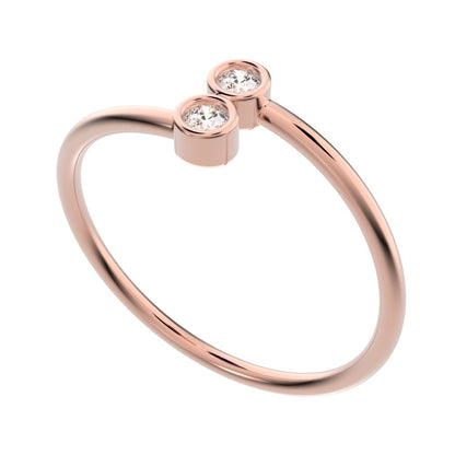 0.06 ct Round Cut Moissanite dainty Minimalist adjustable bezel Stackable overlap 14K / 18K Solid Rose Gold everyday wedding band