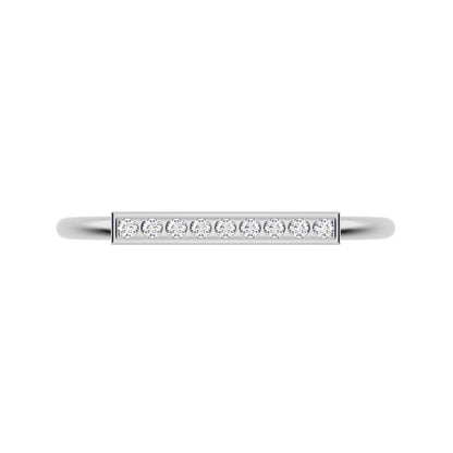 0.045 ct Round Cut Simulated Clear Diamond dainty Minimalist Stackable pinky bar pave 14K / 18K Solid White Gold everyday wedding band