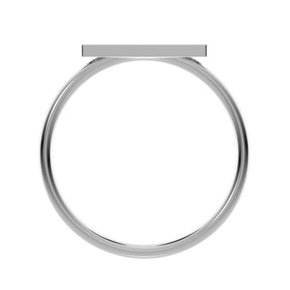 0.045 ct Round Cut Simulated Clear Diamond dainty Minimalist Stackable pinky bar pave 14K / 18K Solid White Gold everyday wedding band